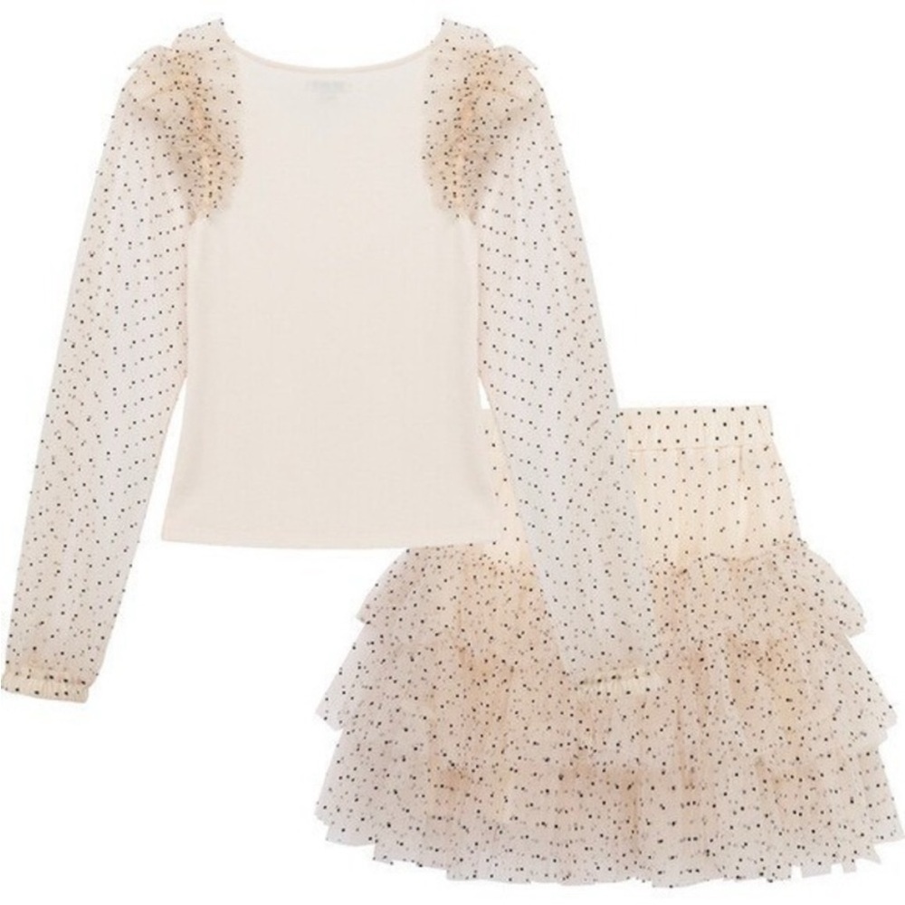 Habitual Cream and Black Ruffle Top